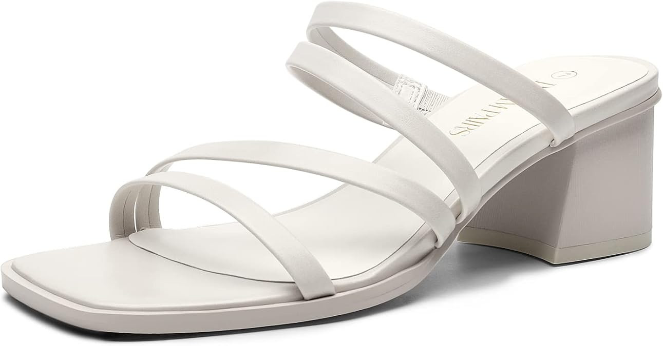 DREAM PAIRS Women's Block Low Heel | Strappy Heels Block Open Toe, Chunky Mules Sandals Dress Sho... | Amazon (US)