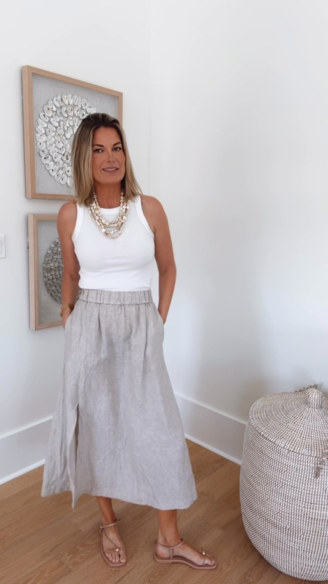 An alternative to shorts - this linen maxi skirt. Elastic waist with pockets. I am in size small in the skirt and tank.  

#LTKootd #LTKmomlife #LTKgrwm