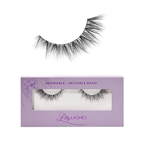 Lilly Lashes Sheer Band, False Eyelashes w/Invisible Band Lashes, False Lashes Natural Look, Wispy Lashes Style, Clear Band Lashes, Reusable Eyelashes 20x, Lash Glue not Included, 14mm (Desirable) | Amazon (US)