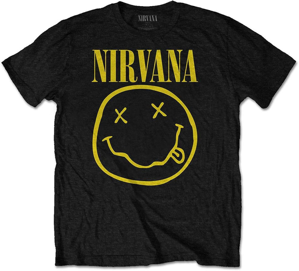 Nirvana Rock Band Unisex Yellow Smiley Cotton Tee Shirt Short Sleeves | Amazon (US)