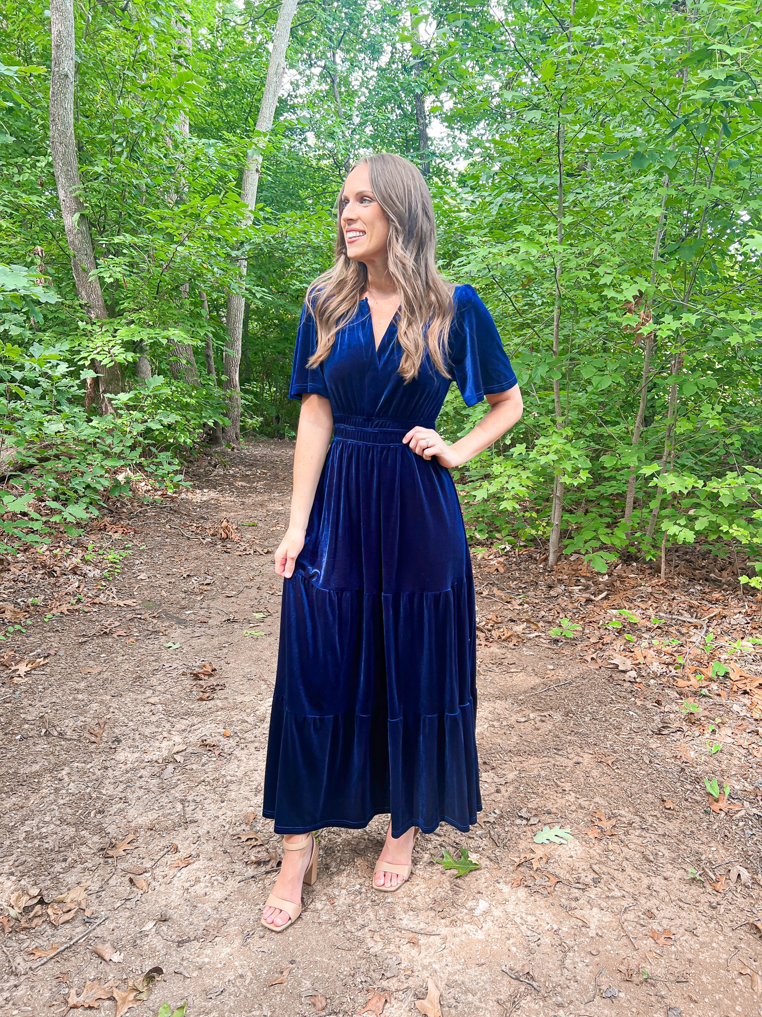 Wedding guest dress 💙

This velvet  dress is perfect for a wedding, baby shower, engagement photos or family pictures • any of those special events you have coming up 

Its light weight, soft, stretchy around the waist and comfortable ☺️
 Wearing size small 

Amazon finds, amazon must have, Amazon dress, bridesmaid dress, wedding guest dress, formal gown, family pictures, maternity, formal dress, blue dress, silk dress, engagement photos, target shoes, target find 

#LTKfamily #LTKstyletip #LTKwedding