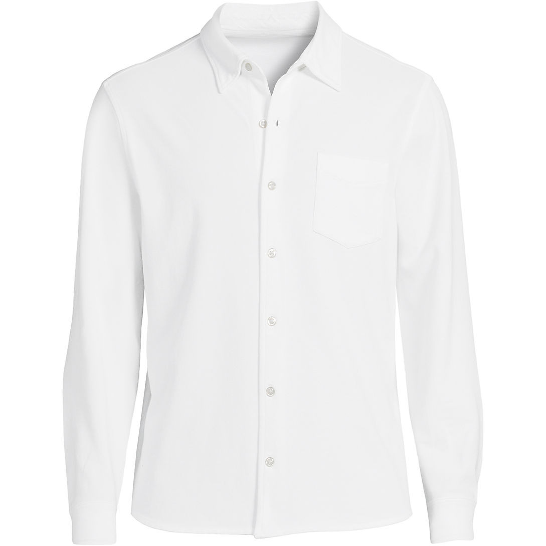 Men's Long Sleeve Texture Knit Button Down Shirt | Lands' End (US)