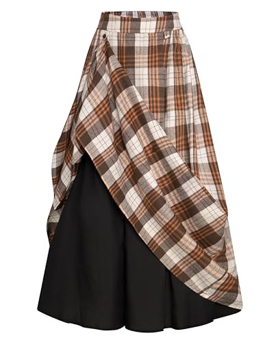 Maxi Skirt for Women Christmas Plaid Skirt with Pockets Yellow BlackPlaid S | Amazon (US)
