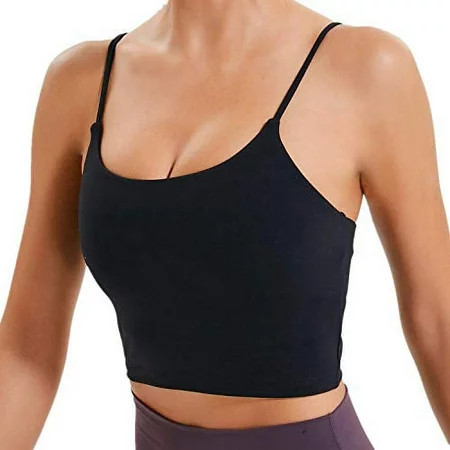 Lemedy Women Padded Sports Bra Fitness Workout Running Shirts Yoga Tank Top (L Black) | Walmart (US)