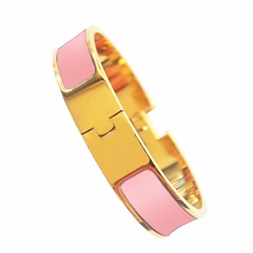 Luxury 18K Gold Bracelet for Women,Exquisite Classical Letter Stainless Steel Bangle Bracelet for Women (pink) | Amazon (US)