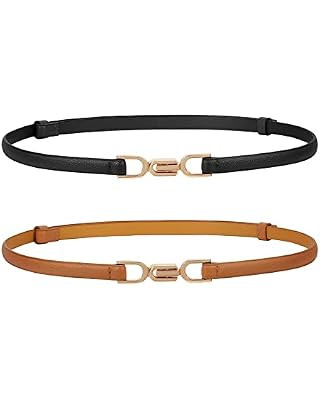 WERFORU 2 Stück Leder Skinny Frauen Gürtel Mode Damen dünne Leder Taillengürtel für Kleider ... | Amazon (DE)