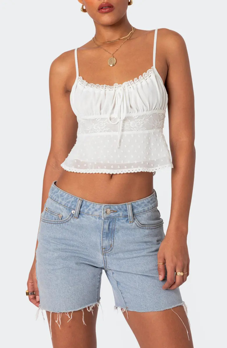 Wendy Tie Back Lace Crop Camisole | Nordstrom