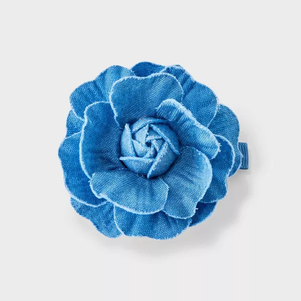 Ruffled Flower Hair Barrette - Wild Fable™ Blue Denim | Target