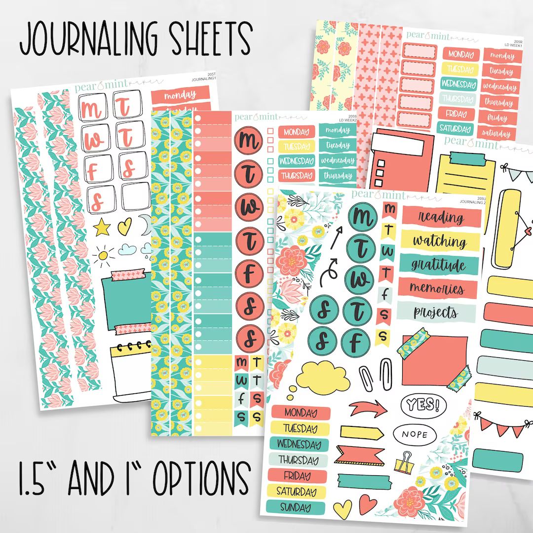 205 Journaling Kit, Hobonichi, Bullet Journals, Notebooks, Erin Condren, Planner Stickers, March ... | Etsy (US)