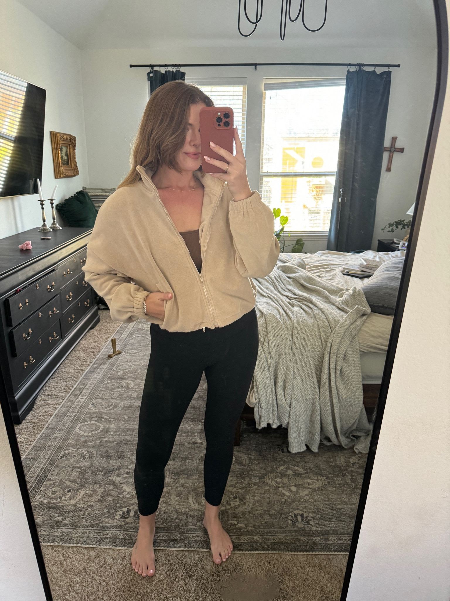 Cropped fleece zip up and ribbed tanks in medium and Crz Butterluxe leggings in small #founditonamazon

#LTKstyletip