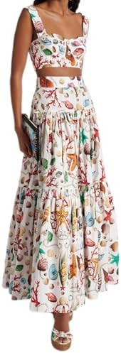 ksotutm 2 Piece Skirt Sets for Women Animal Printed Halter Top High Waist Maxi Skirt Women's Fash... | Amazon (US)