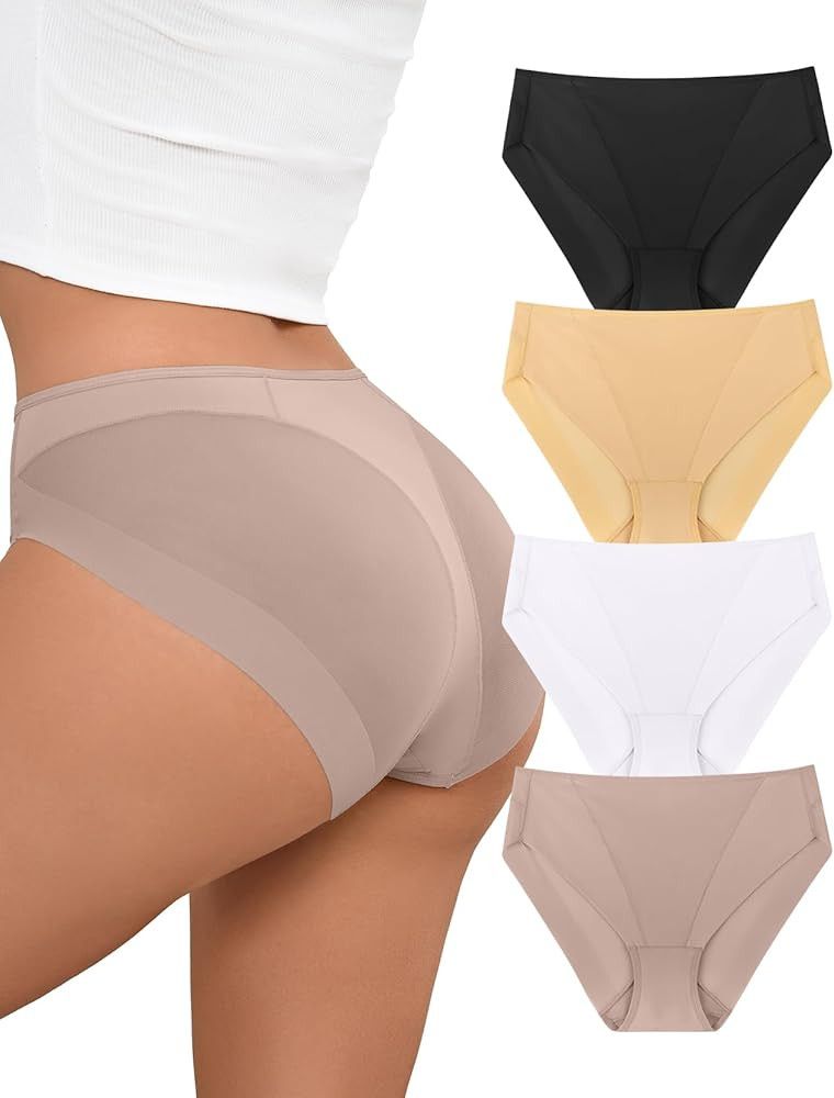 High Waisted Panties for Women High Cut Smooth Briefs Underwear Pack | Amazon (US)