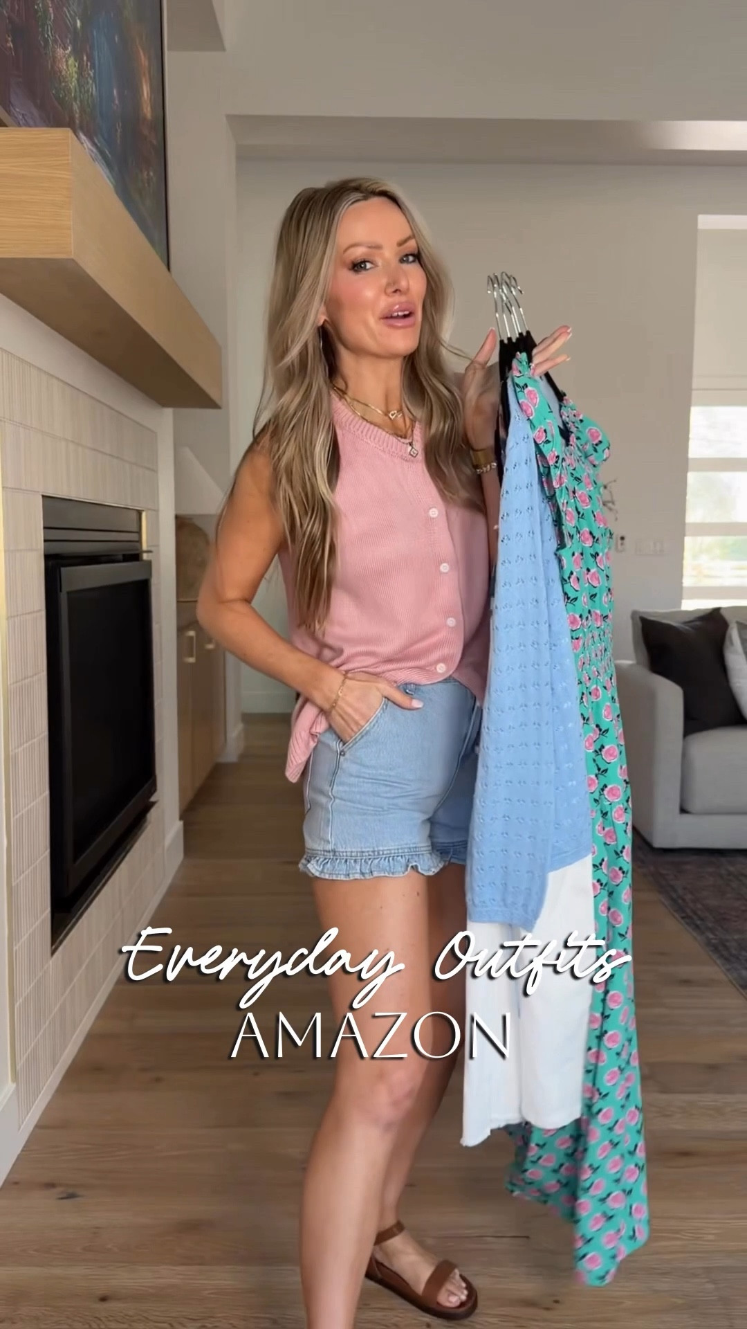 Amazon outfits I’m actually reaching for this week 🤍  comment AMAZON and I’ll send you the details 

These are the kind of affordable fashion finds that look elevated but are still easy, everyday outfits.

Ruffle hem denim shorts with a soft sleeveless knit tank, a flattering printed midi dress that’s perfect for spring events, a lightweight printed blouse with wide-leg cream denim, and the prettiest blue tie-front sweater styled with relaxed neutral jeans. Easy pieces you can mix into a capsule wardrobe for casual days, brunch, spring travel, and everyday mom style.

#AmazonFashionFinds #AmazonStyleInspo #AffordableFashion #LookForLess #SpringOutfitIdeas