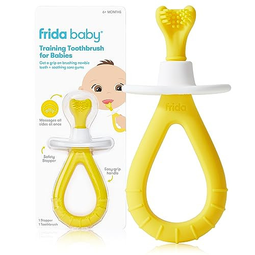 Frida Baby Training Toothbrush for Babies with Soft Silicone Bristles, Yellow | Amazon (US)