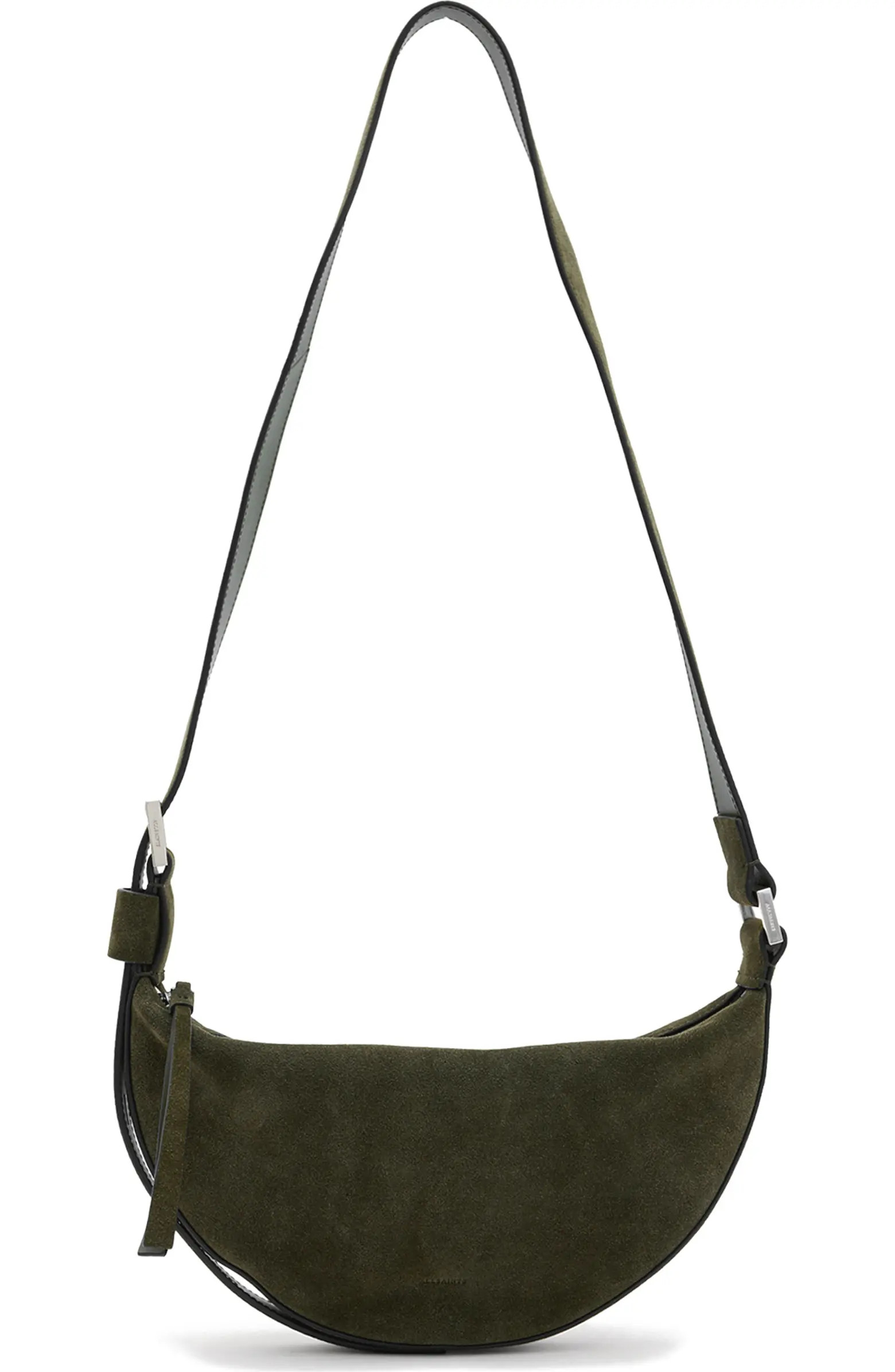 AllSaints Half Moon Suede Crossbody Bag | Nordstrom | Nordstrom
