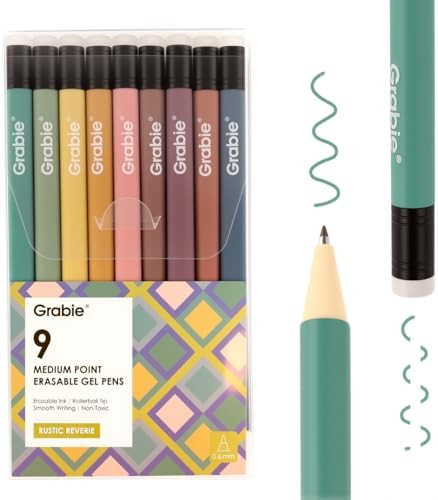 Grabie Erasable Gel Pens, 9 Colors Erasable Pens Multicolor, Make Mistakes Disappear, 0.6mm Mediu... | Amazon (US)