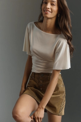 Reformation Avery Knit Flutter Sleeve Top | Anthropologie (US)
