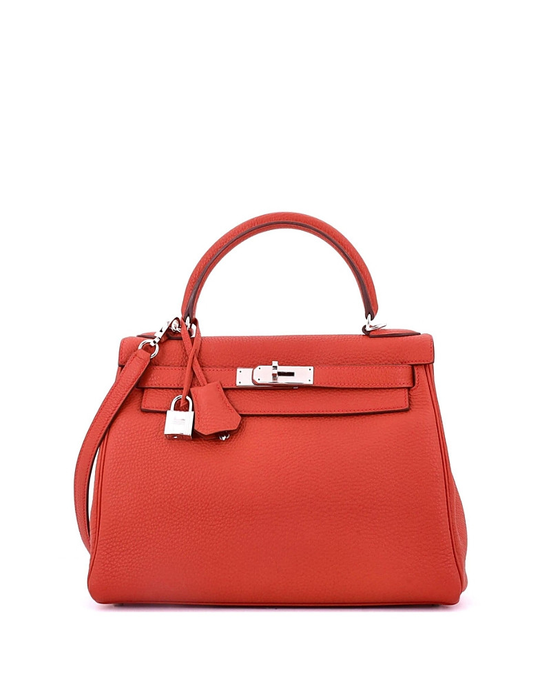 Pre-Owned HERMES Kelly 28 Handbag Red Togo with Palladium Hardware | Bloomingdale's (US)