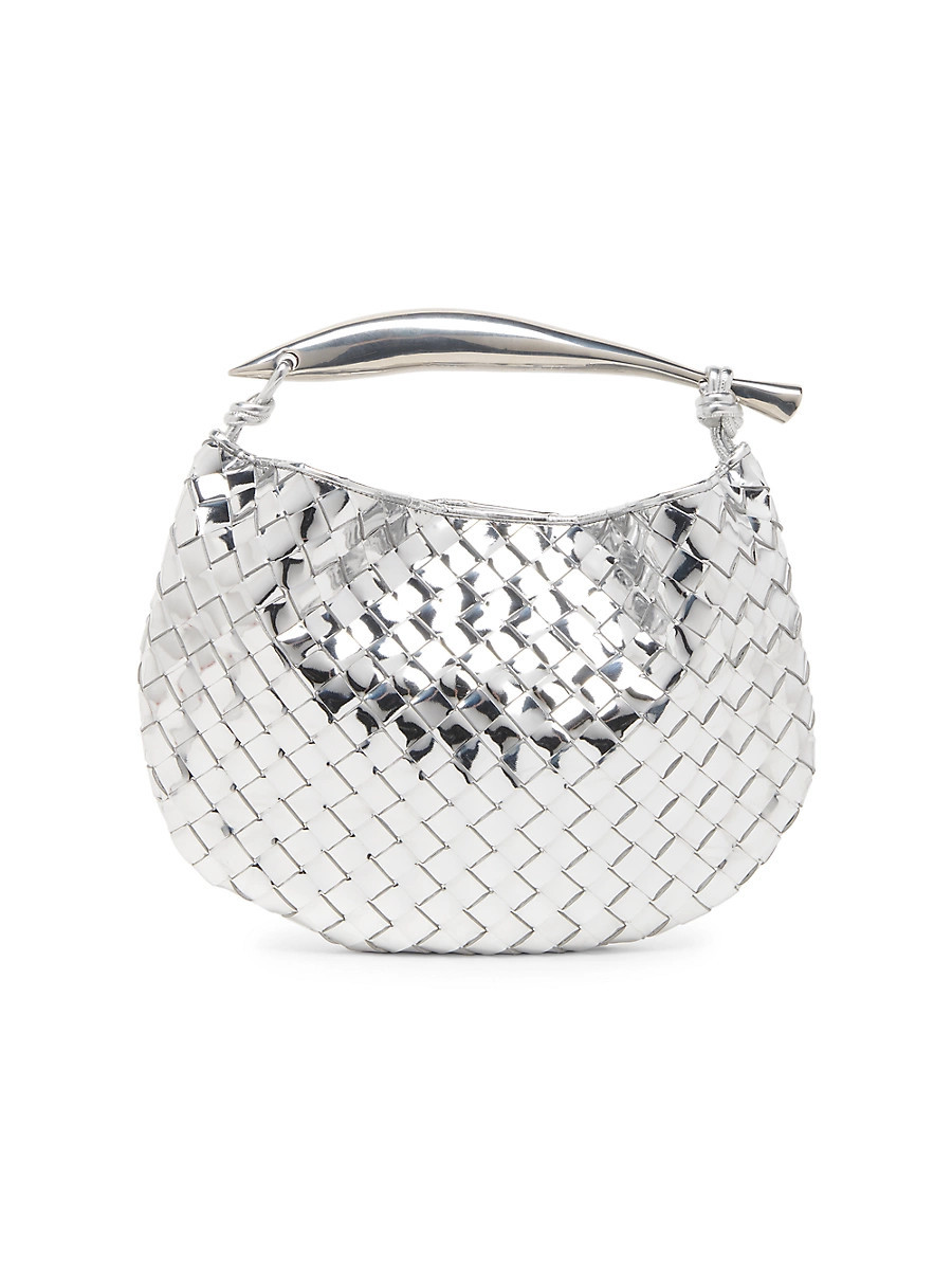 Women's Sardine Intrecciato Metallic Leather Top-Handle Bag - Vintage Silver | Saks Fifth Avenue