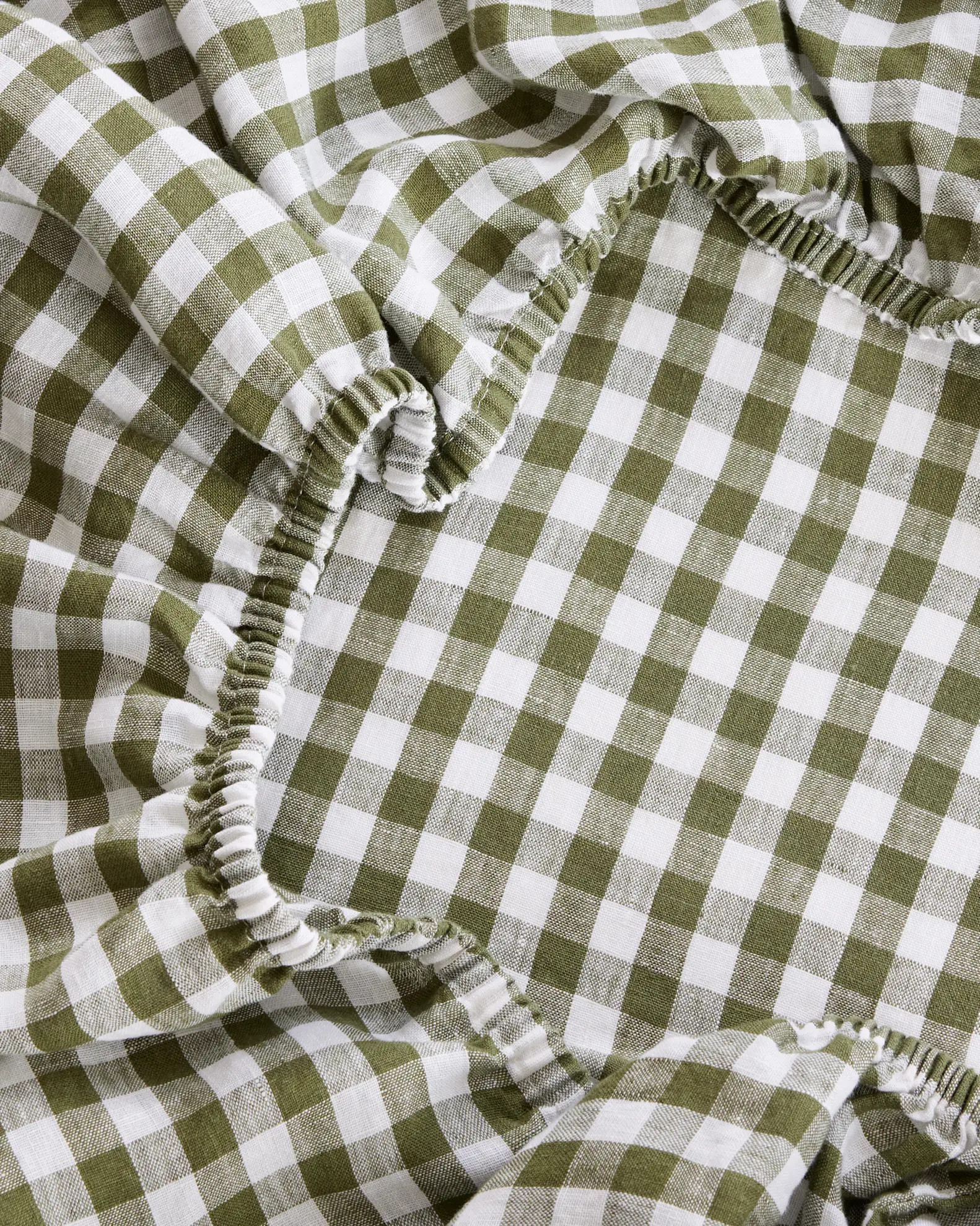 Olive European Linen Gingham Sheet Set | Quince