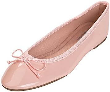 FEVERSOLE Women's Macaroon Colorful Memory Foam Cushion Insock Patent Ballet Flat | Amazon (US)