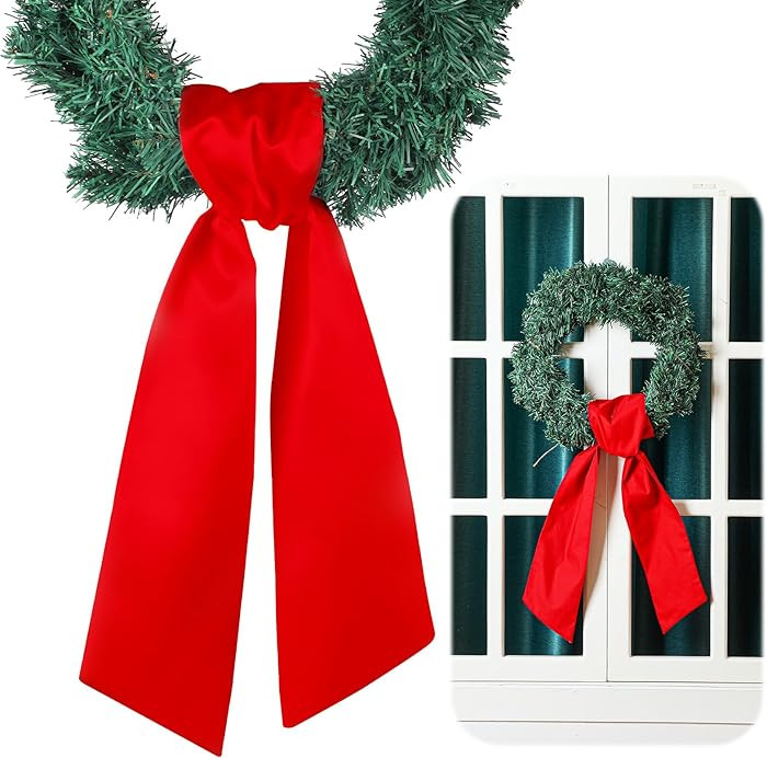 VitalCozy Wreath Sash for Front Door Blank Satin Wreath Sash Embroidery Monogram Plain Ribbon Acc... | Amazon (US)