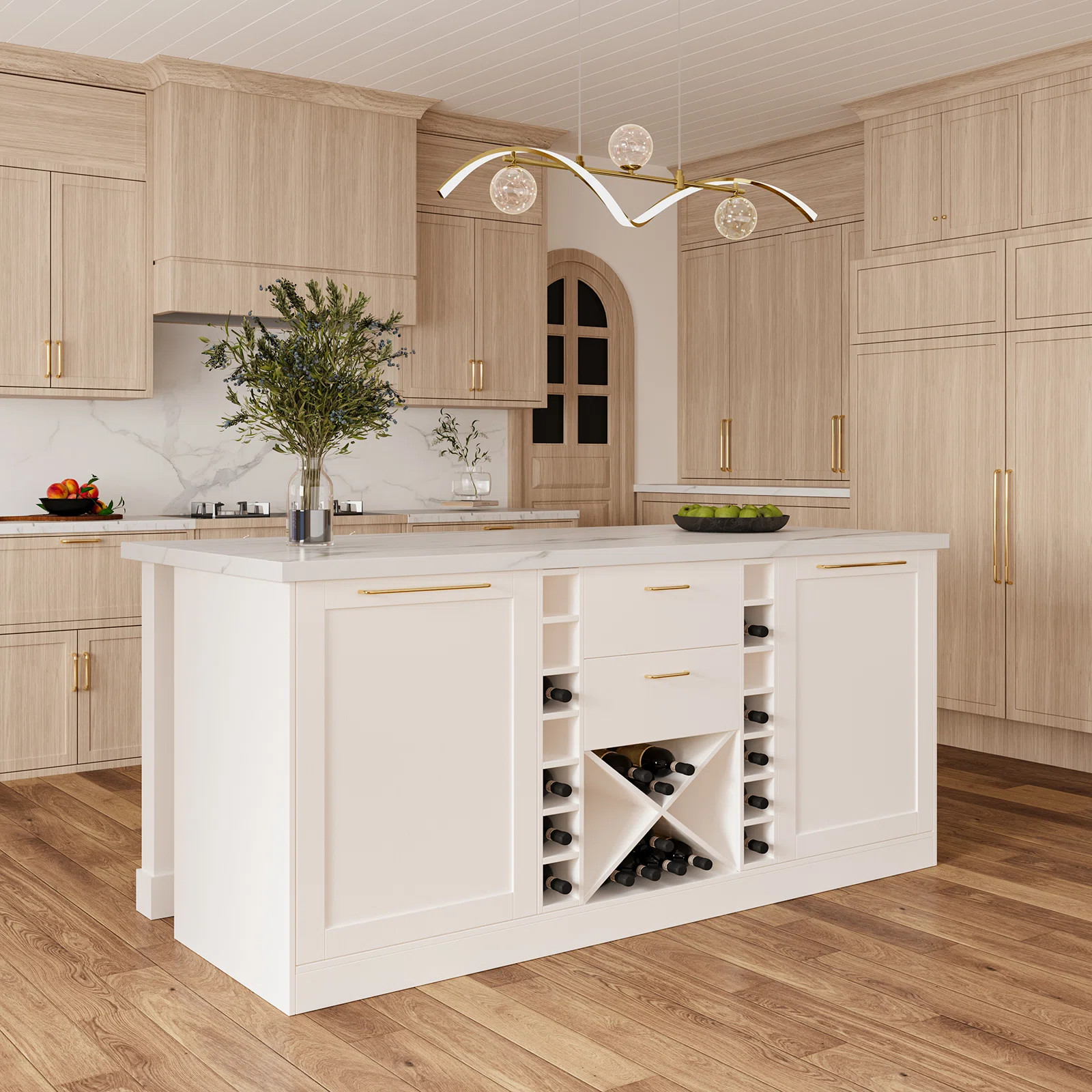 72" Stationary Wood Kitchen lsland with Wine Storage,Kitchen Island with Cabinet,Drawer & Shelves... | Wayfair North America