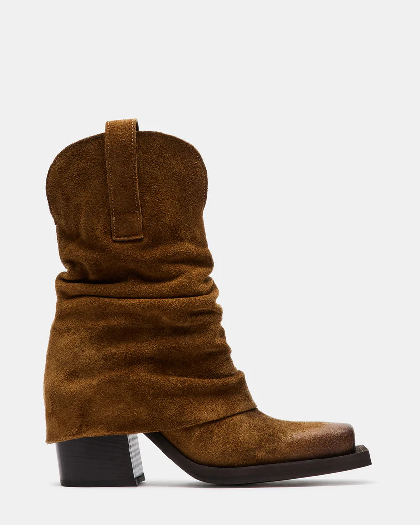 PIA Chestnut Suede Cuffed Boot | Women's Booties | Steve Madden (US)
