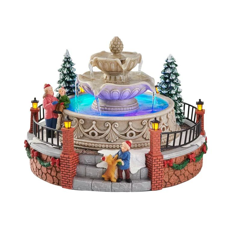Christmas Village Polyresin LED Holiday Fountain, 5.83 in, by Holiday Time | Walmart (US)