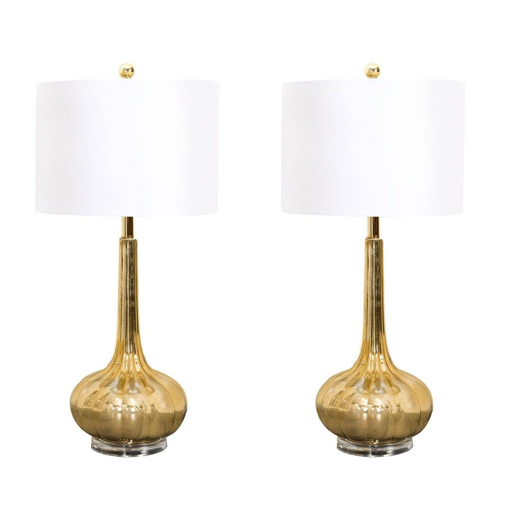 (Set of 2) Shanna Antiqued Glass Table Lamp Gold - Abbyson Living | Target