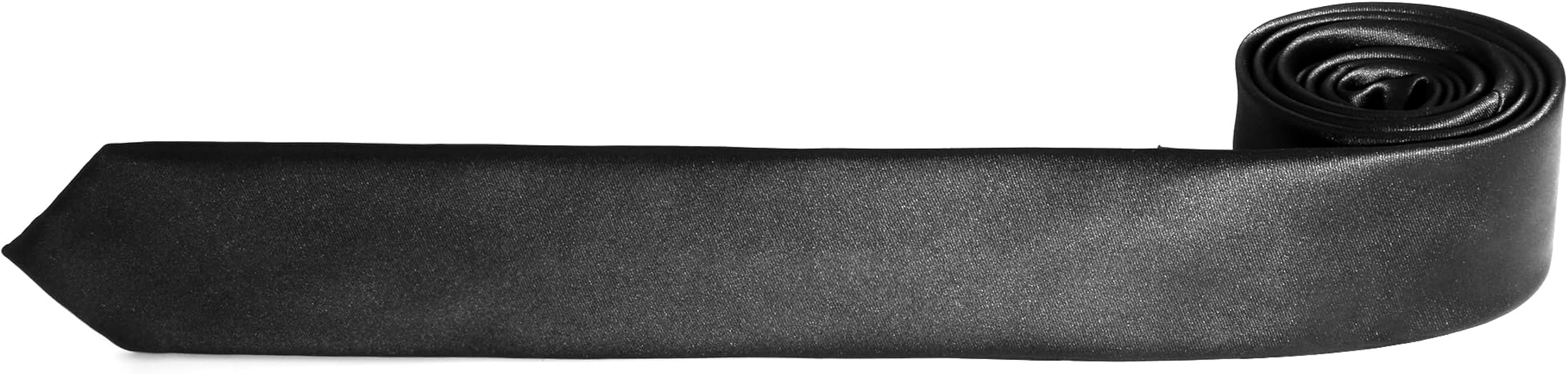 Landisun Black Tie Solid Color Skinny Tie Slim Tie for Men Formal Satin Necktie Exclusive | Amazon (US)