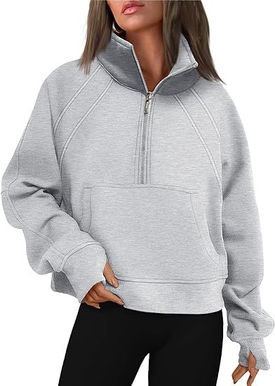WYNNQUE Womens Half Zip Cropped Pullover Sweatshirts Fleece Quarter Zipper Hoodies Winter Clothes... | Amazon (US)