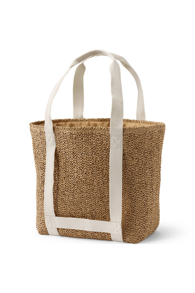 Straw Tote Bag - Lands' End - Ivory | Lands' End (US)