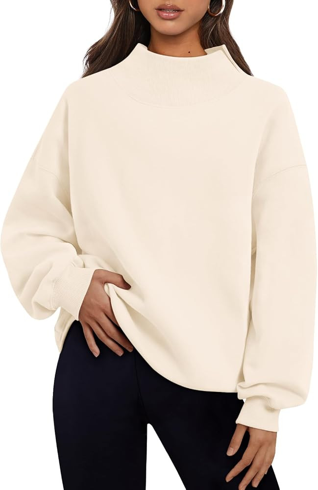 Trendy Queen Womens Mock Neck Sweatshirts Oversized Pullover Fall Outfits | Amazon (US)