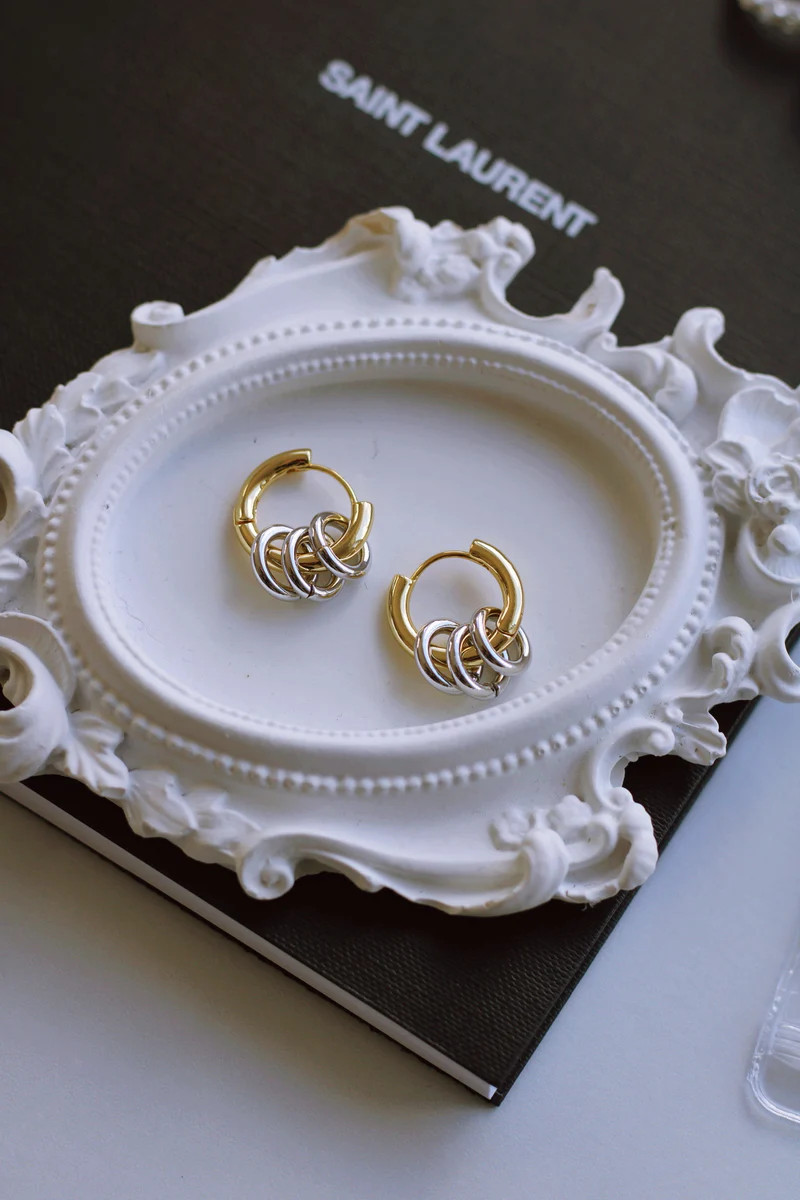 MINI CHAIN EARRINGS (WATERPROOF & 18K GOLD & WHITE GOLD PLATED) | raëliv