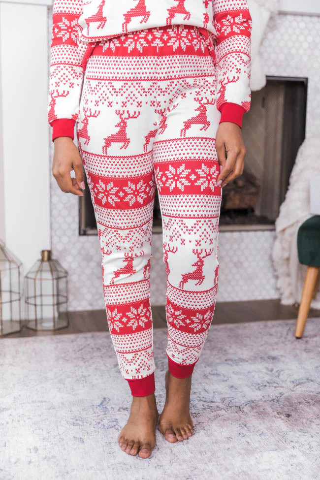 Snowy Dream Ivory/Red Pajama Pants | The Pink Lily Boutique