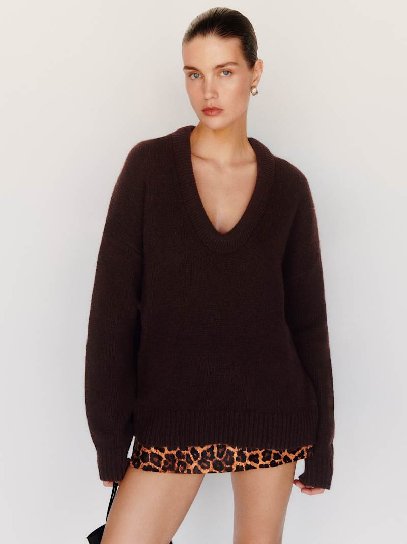 Reformation Jonie Cashmere Oversized Scoop Neck Natural Medium | Reformation (Global)