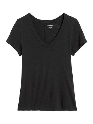 Petite Slub Cotton-Modal V-Neck T-Shirt | Banana Republic (US)