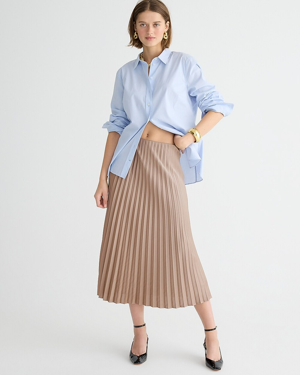 Pleated pull-on midi skirt | J. Crew US