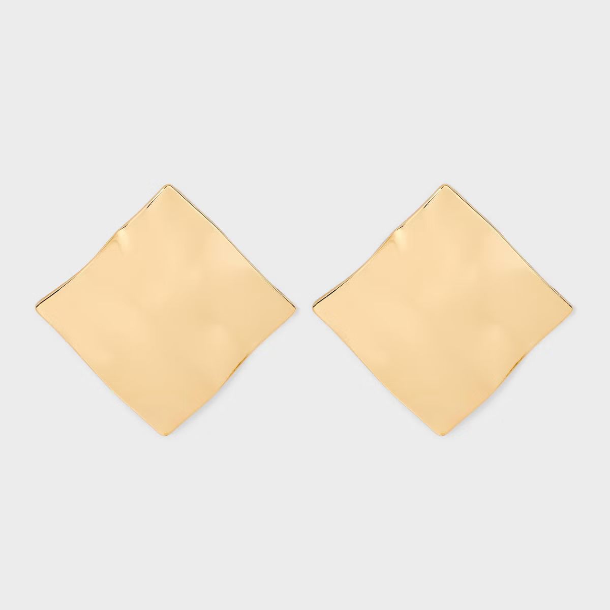 Square Wavy Statement Earrings - A New Day™ Gold | Target