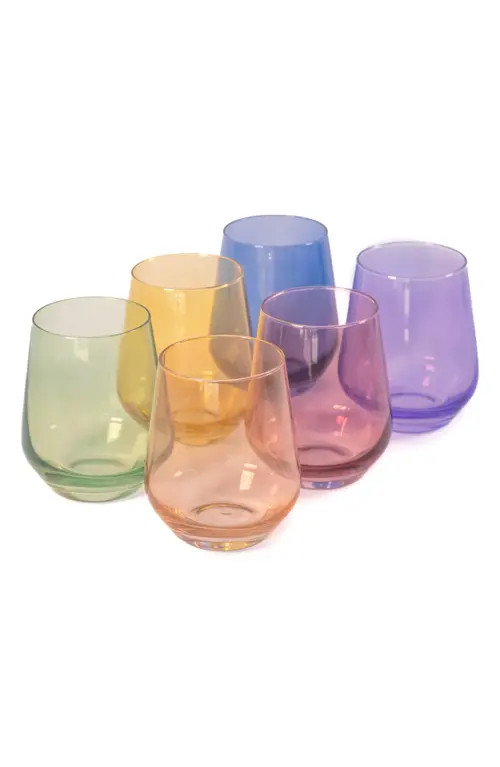 Estelle Colored Glass Set of 6 Stemless Wine Glasses in Pastel Mixed at Nordstrom | Nordstrom