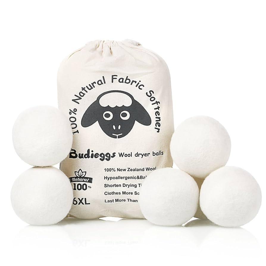 Wool Dryer Balls Organic XL 6-Pack, 100% New Zealand Chemical Free Fabric Softener for 1000+ Load... | Amazon (US)