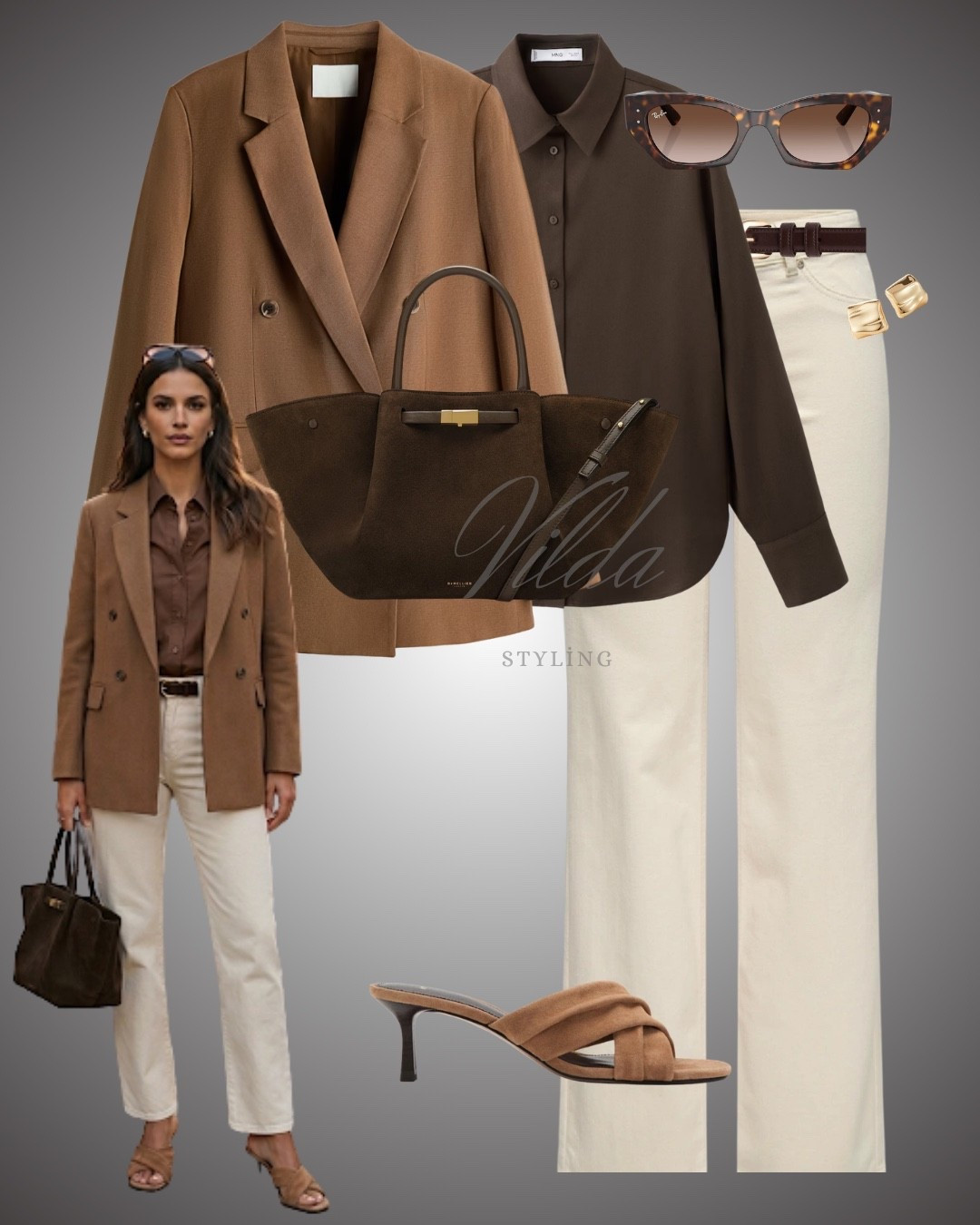 Neutral Layers for the Win ✨ There is nothing more timeless than a chocolate brown and cream color palette. This oversized blazer paired with straight-leg denim is my current uniform for a polished, "put-together" look. #QuietLuxury #OfficeStyle #NeutralAesthetic #SpringOutfit 

#LTKeurope #LTKspring #LTKstyletip