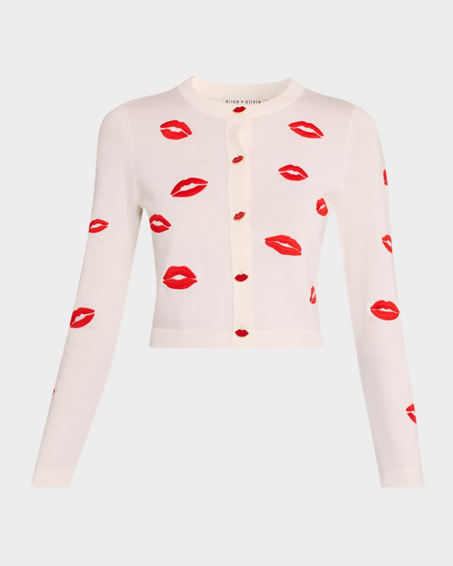 ALICE + OLIVIA Daroda Lip Cardigan | Neiman Marcus