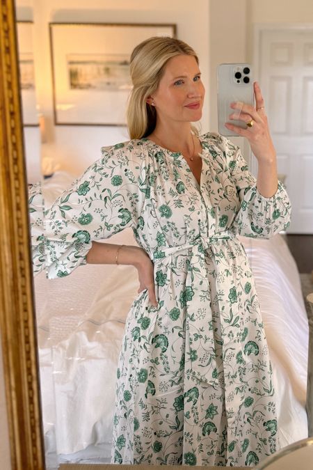 Wearing a size small in this new Lake green floral midi dress. 

#LTKbump #LTKstyletip #LTKSeasonal