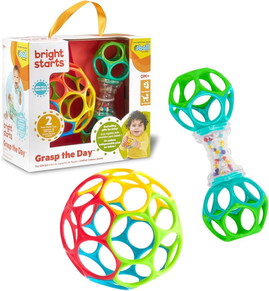 Bright Starts Easy-Grasp Oball Bundle Gift Set - Grasp The Day, Ball and Rattle Toys 2-Pack, BPA ... | Amazon (US)