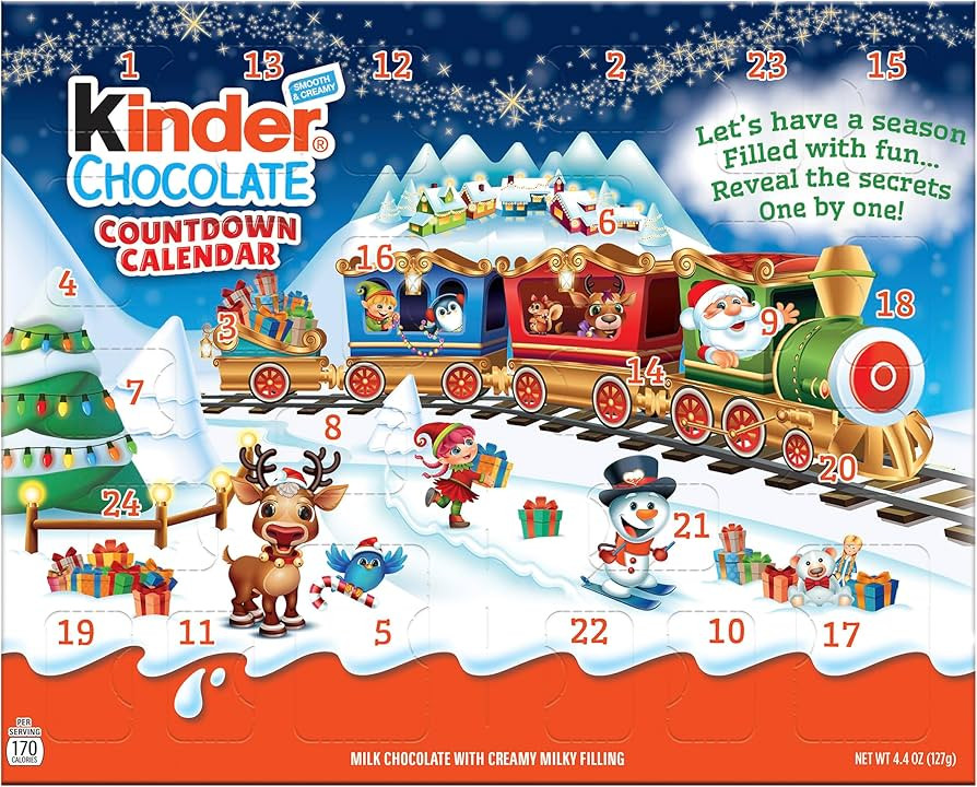 Kinder Chocolate Countdown Calendar, 2 Pack, Individually Wrapped Chocolate Candy, 2023 Advent Ca... | Amazon (US)