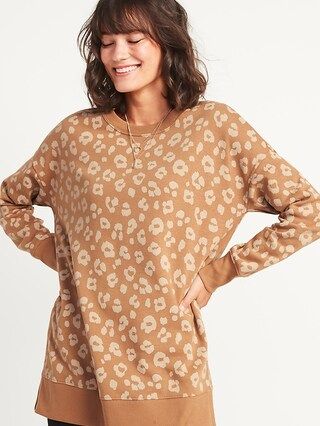Loose Leopard-Print Tunic Sweatshirt for Women | Old Navy (US)