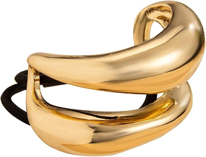 Women's Metal Hair Ties,Geometric Elastic gold Hair Cuffs,Fashion Hair Bands Ponytail Holder Rope... | Amazon (UK)