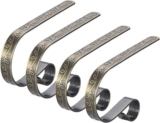 PintreeLand Christmas Stocking Holders for Mantle Set of 4, Adjustable Vintage Metal Xmas Stockin... | Amazon (US)